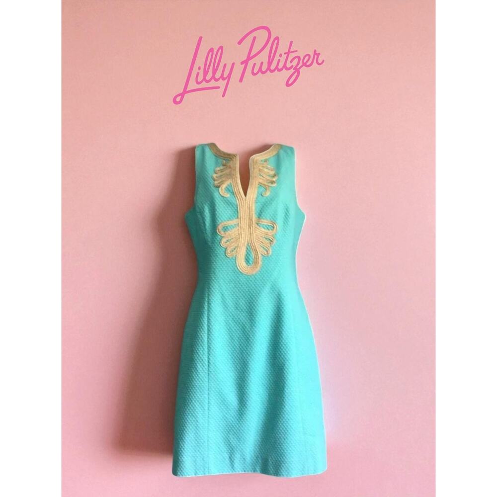 Lilly Pulitzer Janice Shift Dress - Size 2 - Aqua Blue GUC